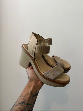 Naked Feet Beige  Platform Wedge Sandals